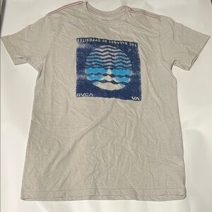 RVCA Off-White Graphic Tee with Blue Design